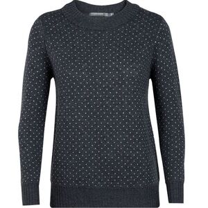 Icebreaker Women's Charcoal Crewneck Sweater with Tiny Dot Pattern